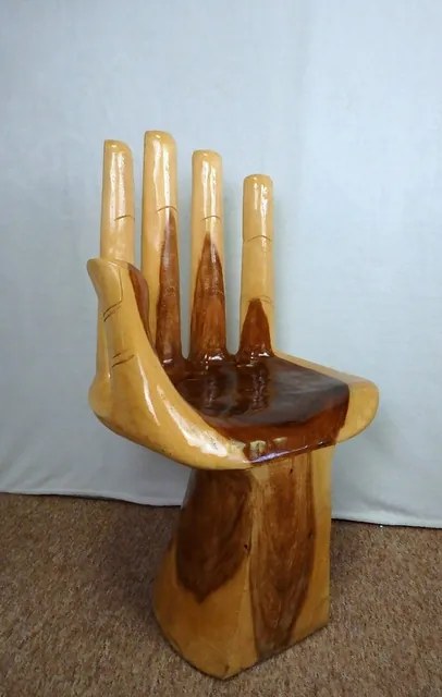Dizajnová stolička RUKA, exotické drevo, ručná práca