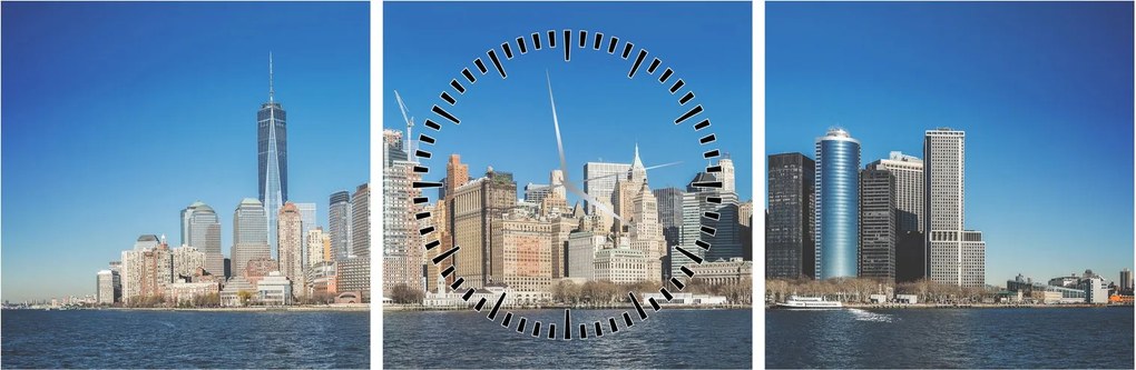 Obraz - Manhattan v New Yorku (s hodinami) (90x30 cm)