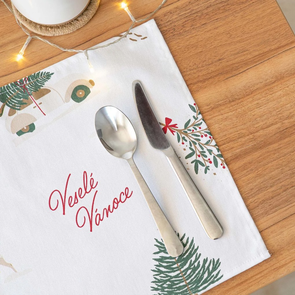 Goldea vianočné prestieranie na stôl z pevnej bavlny - české vianoce - sada 2ks 30 x 40 cm