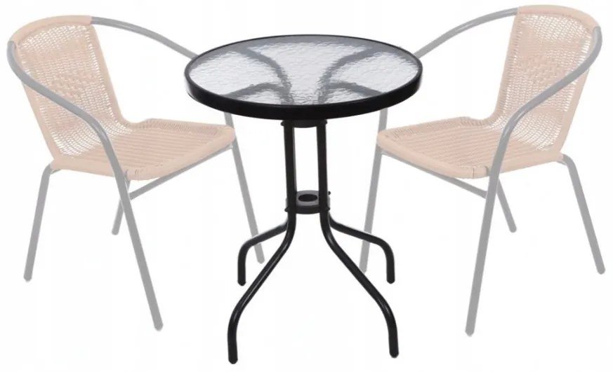 Okrúhly záhradný stôl 60 cm sklenený