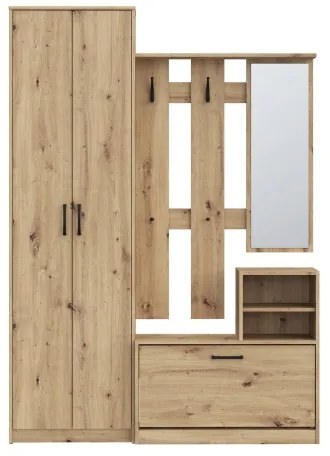 Predsieňová stena KAVI so zrkadlom, dub artisan