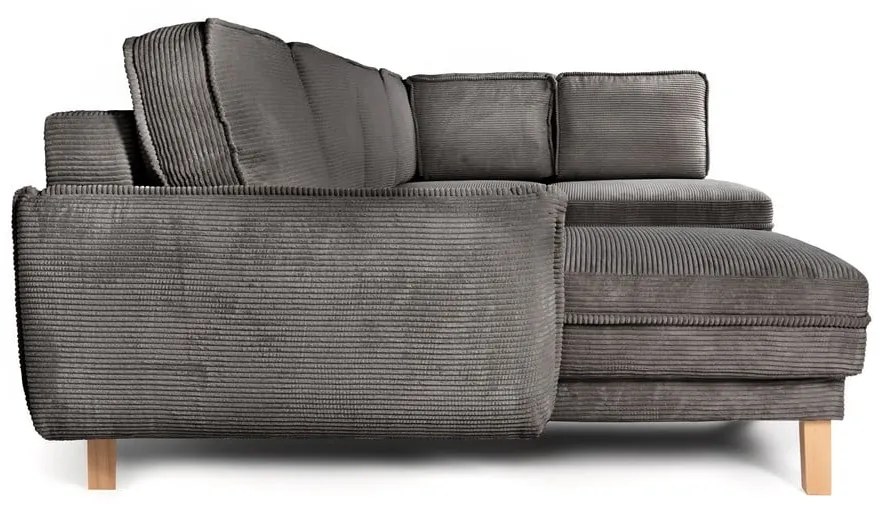 Sivá menčestrová rozkladacia rohová pohovka (pravý roh/do tvaru "U") Tori – Bonami Selection