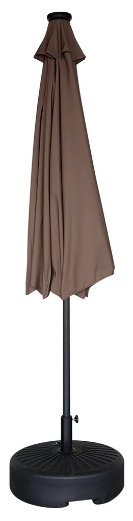 Záhradný slnečník Houseland Luna s LED osvetlením 270 cm tmavo hnedý