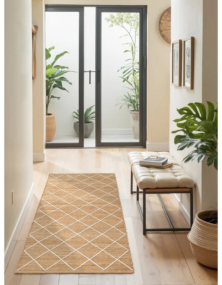 Ručne tkaný jutový behúň v prírodnej farbe 80x200 cm Kunu – Hanse Home