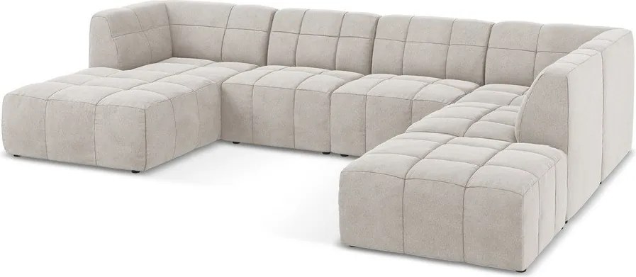 Béžová zamatová rohová pohovka (do tvaru "U") Aloha – Makamii