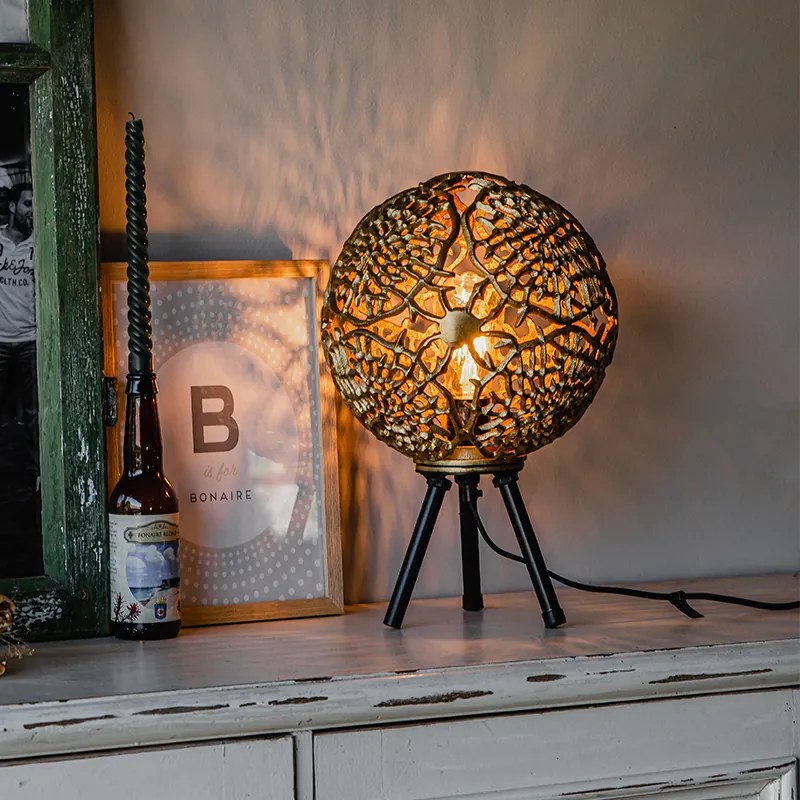 Art Deco stolná lampa trojnožka zlatá - Maro