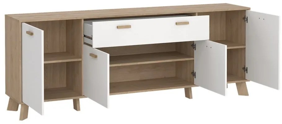 Biela/v prírodnej farbe komoda v dekore duba 196x73x39 cm Ikast – Tvilum