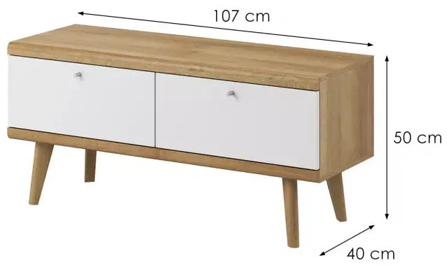 Televízny stolík Primo 107 cm dub Riviéra/biely