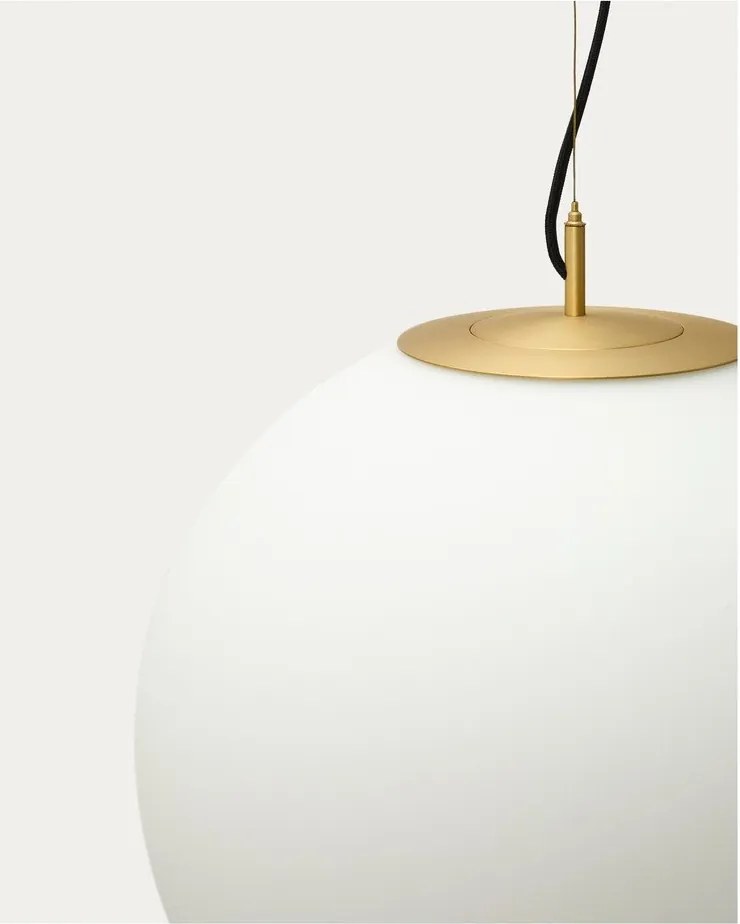 Biele/v zlatej farbe závesné svietidlo so skleneným tienidlom ø 10 cm Brisia – Kave Home