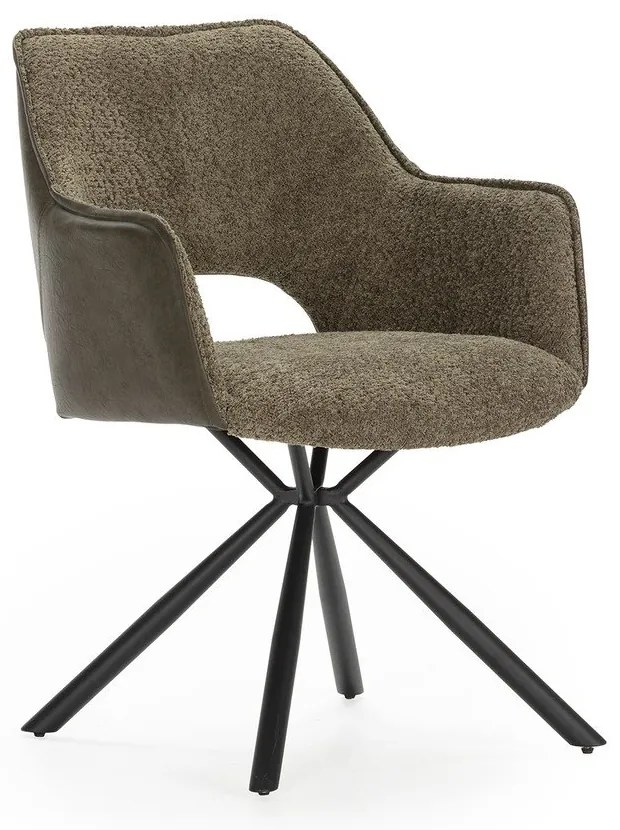 Zelené čalúnené jedálenské kreslá v súprave s podrúčkami 2 ks Mariel – Marckeric