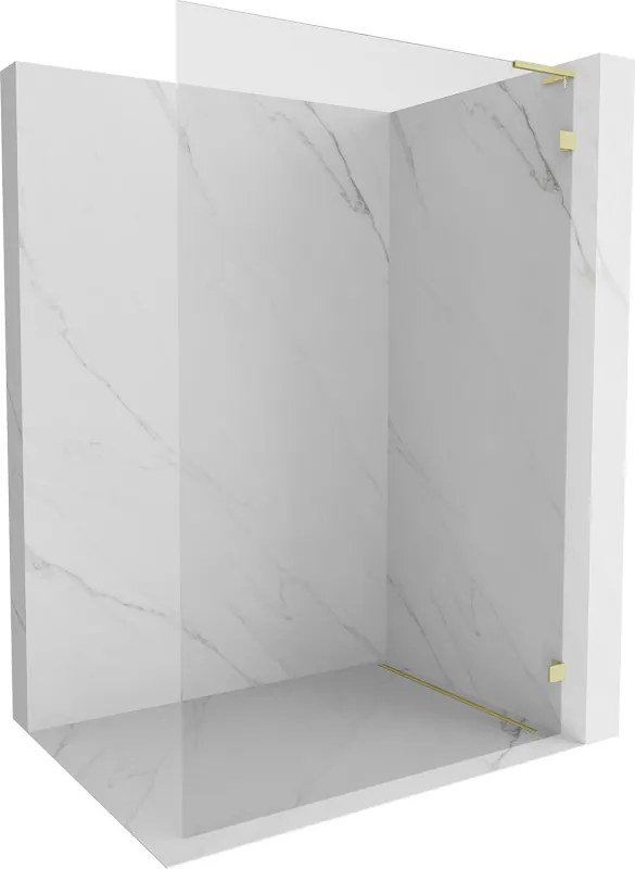 Mexen, Mexen Lunar L sprchová stena pravá 70 x 200 cm, priehľadná 8 mm, zlatý kartáč - 830L-070-000-55-00-P