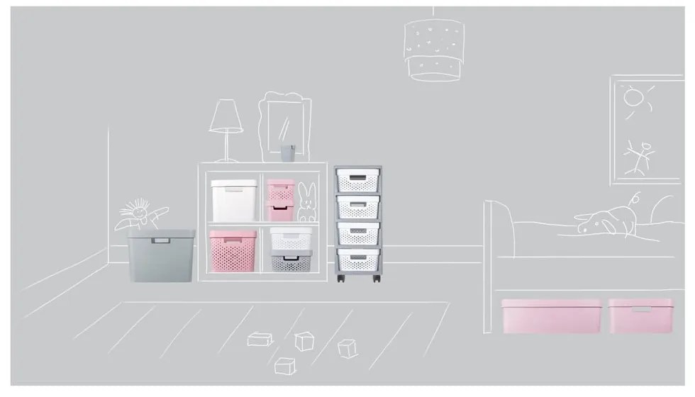 Sivý úložný košík Curver Infinity Dots, 17 l