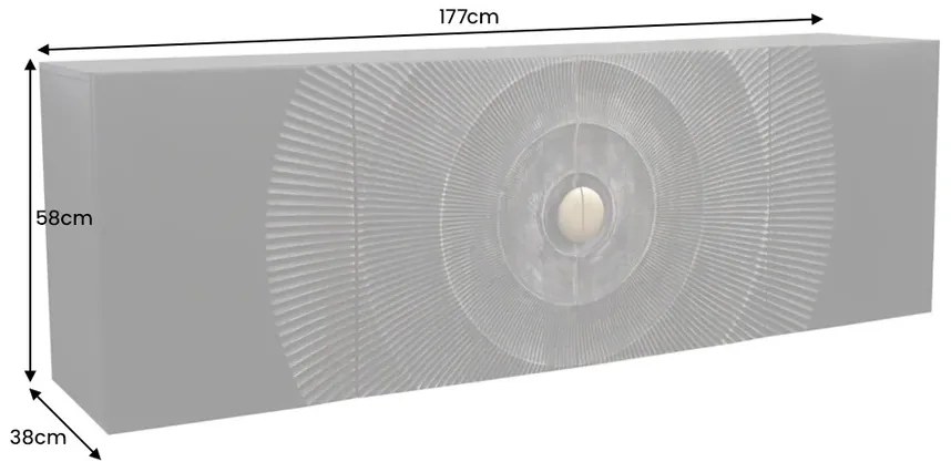 Dizajnová závesná komoda Venetia 177 cm čierno-zlatá