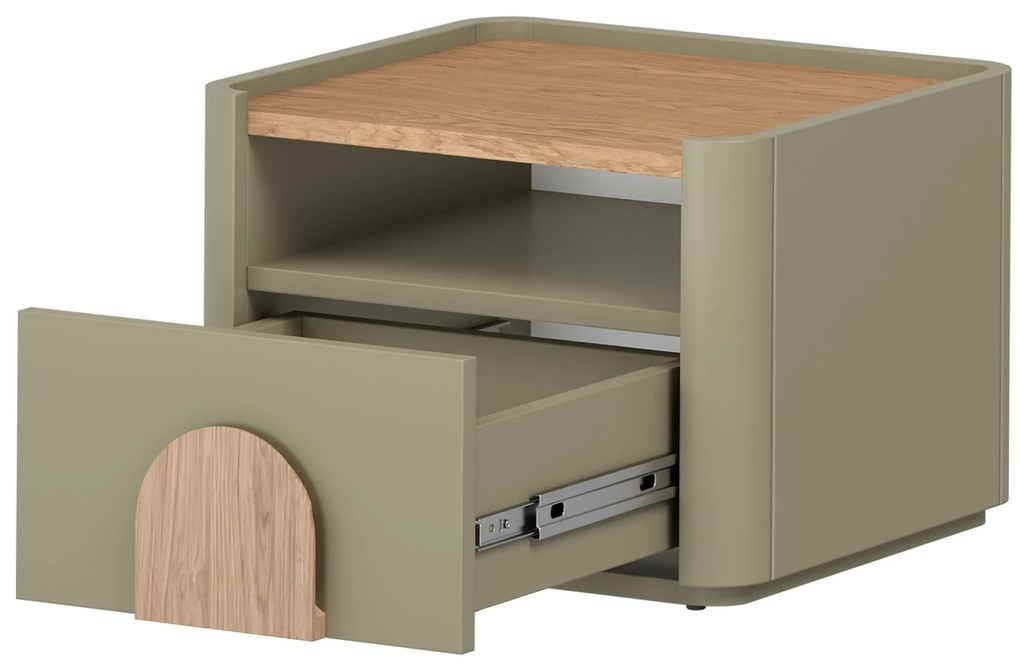 Nočný stolík Amilio 50 cm - eukalyptus / dub baltic dune / dub prírodný