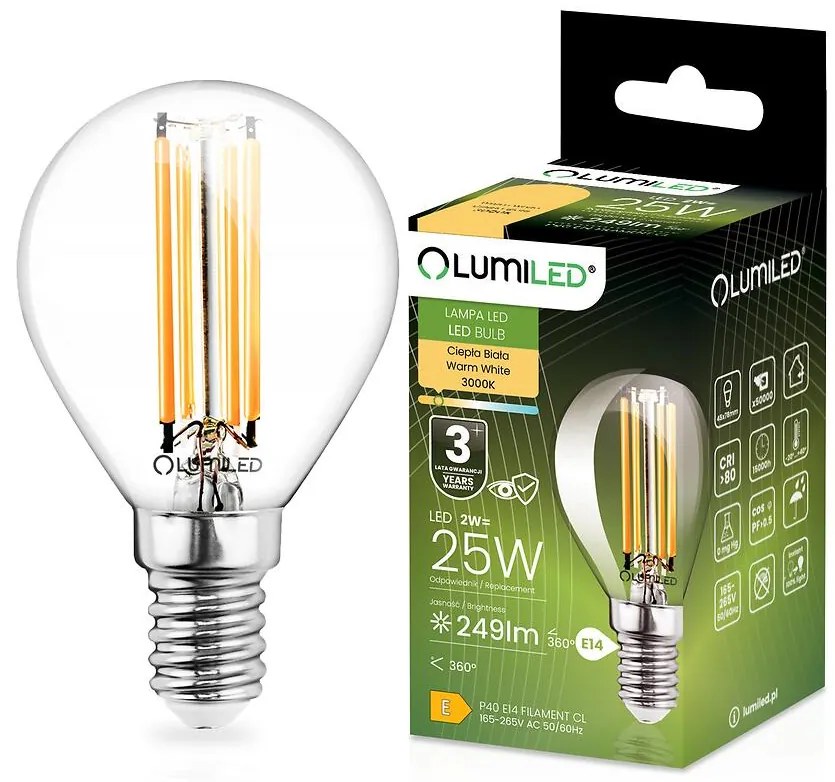 Žiarovka LED FIL 2W E14 249LM CB