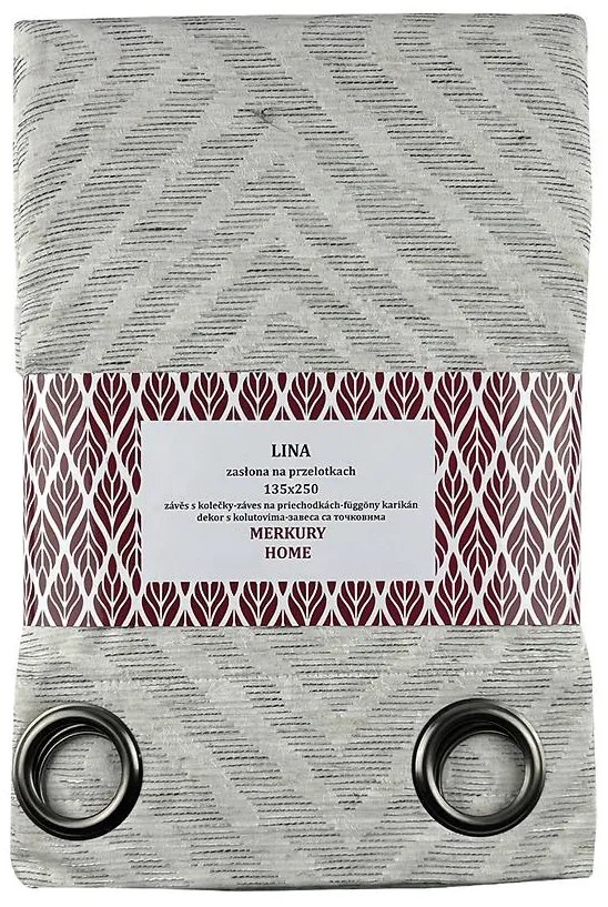 Záves Lina na priechodkách 135x250 svetlo šedá Merkury Home