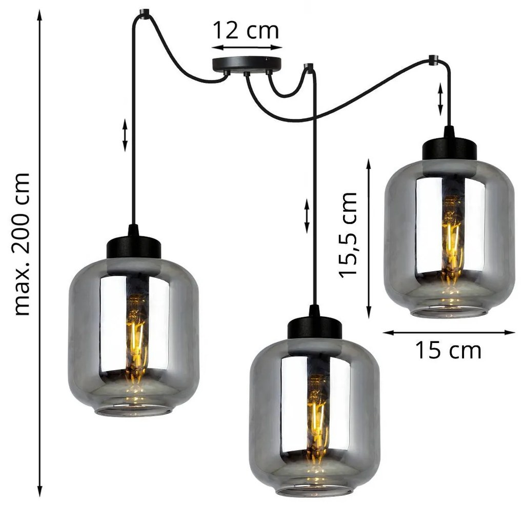 Závesné svietidlo NOVALJA SPIDER, 3x sklenené tienidlo (výber z 3 farieb)