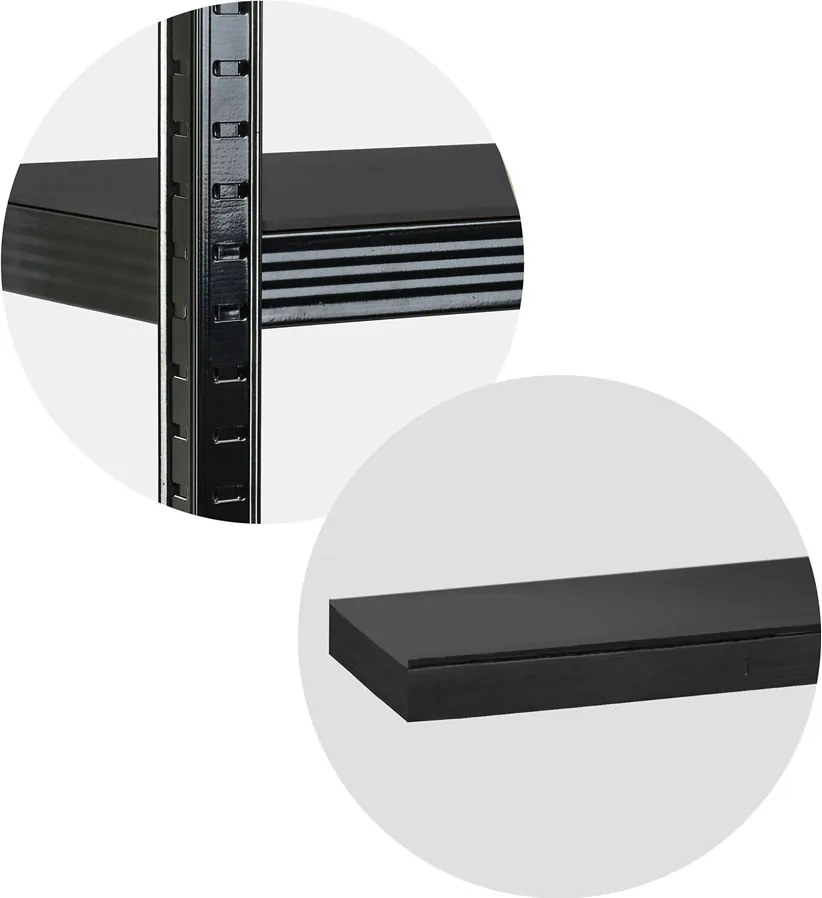 Kovový úložný regál 180 x 90 x 40 cm Humberg HR-851 čierny