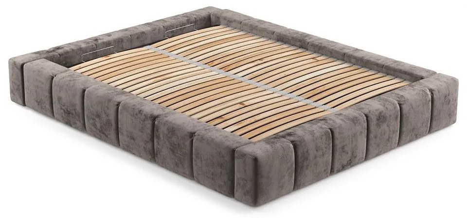 Hnedá čalúnená dvojlôžková posteľ s úložným priestorom s roštom 160x200 cm Aruba L – Maison de Rêve