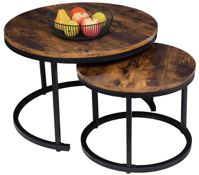 Sada 2 konferenčných stolíkov GALEN 70 cm Rustic