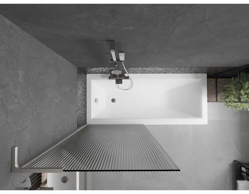 Mexen Next L, 1-krídlová vaňová zástena 80 x 150 cm, 6mm sklo s rebrovým vzorom, 6mm číre sklo, profil brúsená oceľ, 895-080-000-03-09-97