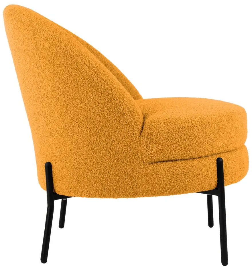 Okrovožlté kreslo z textílie buklé Noble – Leitmotiv