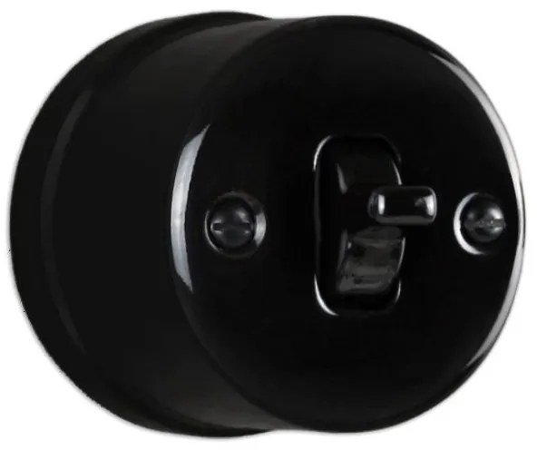 Elhard Nástenný keramický vypínač s páčkou č.6, čierny KN1206B