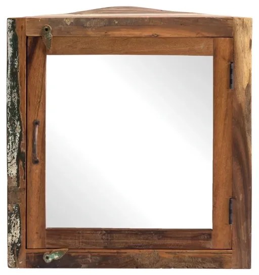 furniture-nabytek.cz - Masívna rohová zrkadlová skrinka Sumana z recyklovaného dreva, lakovaná, hnedá – 65×30×65 cm