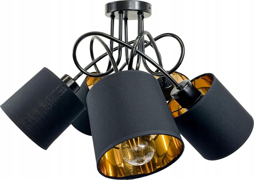 LOFT LED STROPNÁ ZÁVESNÁ LAMPA 5X ZLATÉ TIENIDLO