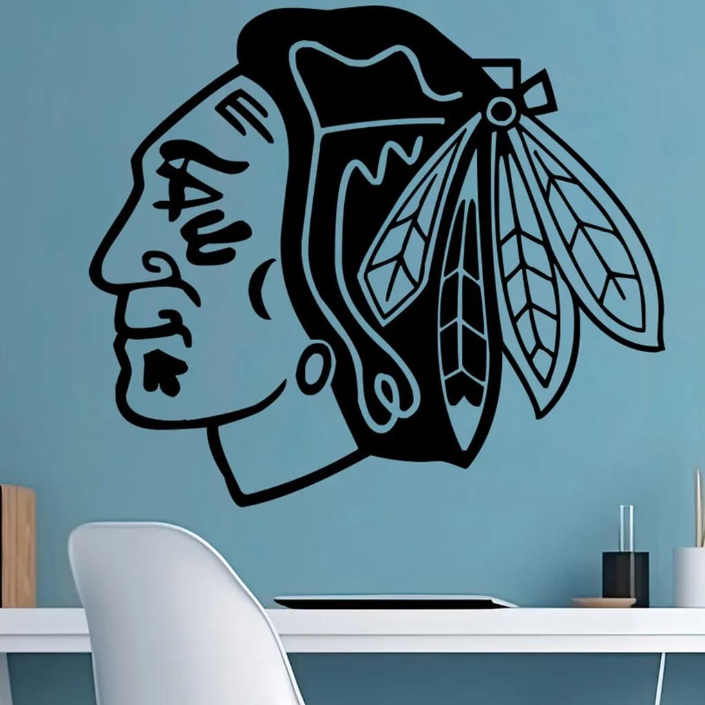 Veselá Stena Samolepka na stenu na stenu Hokejový tím Chicago Blackhawks Farba: černá