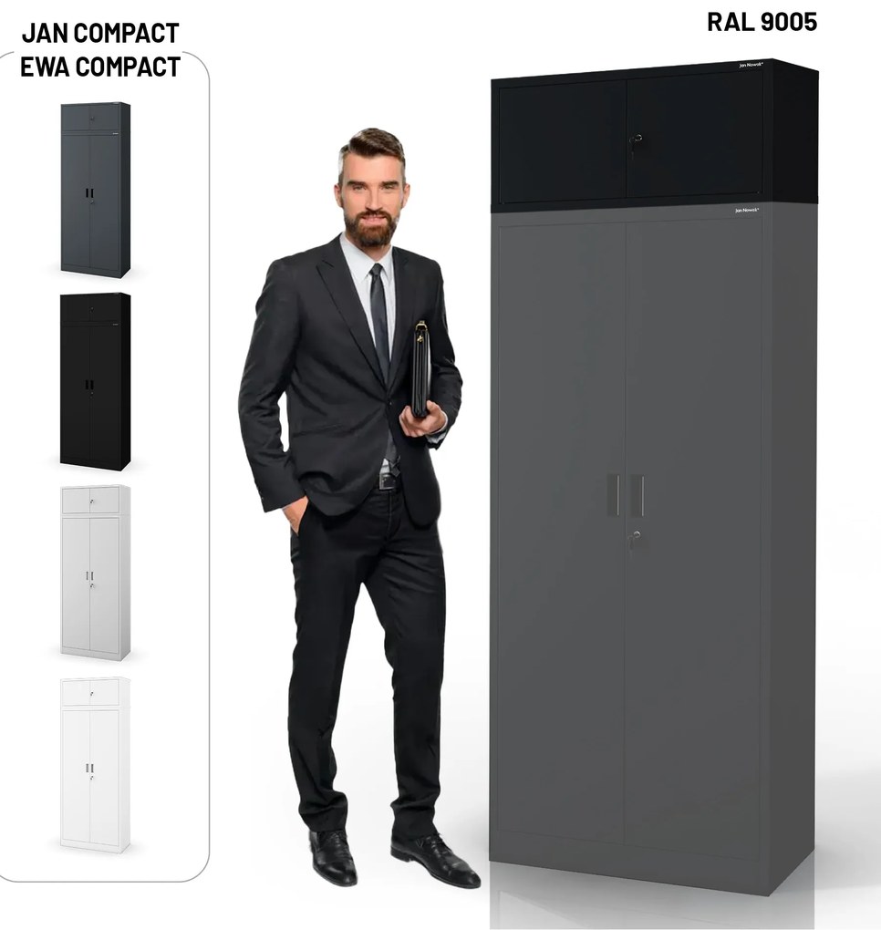 Nadstavec na šatníkovú skriňu EWA Compact 800 x 380 x 400 mm, čierny