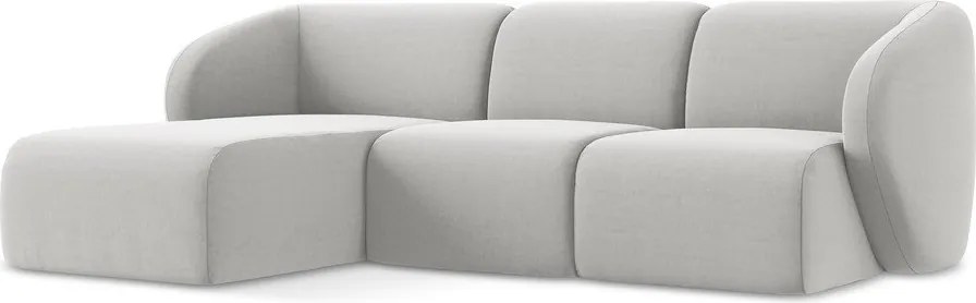 Svetlosivá zamatová rohová pohovka (ľavý roh/s leňoškou) Lani – Makamii