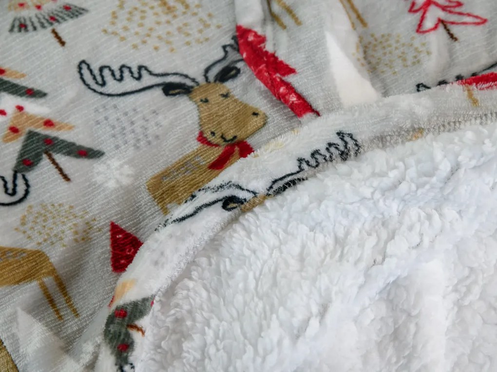 Baránková mikinová deka s rukávmi a kapucňou YULE HUG svetlosivá