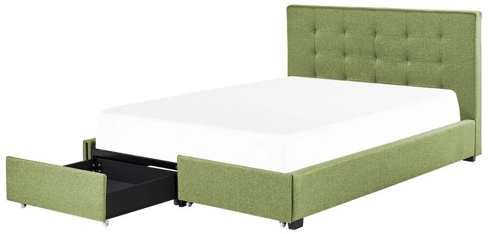 Manželská posteľ 180 cm Rhiannon (zelená) (s roštom a úložným priestorom). Vlastná spoľahlivá doprava až k Vám domov. 1075625