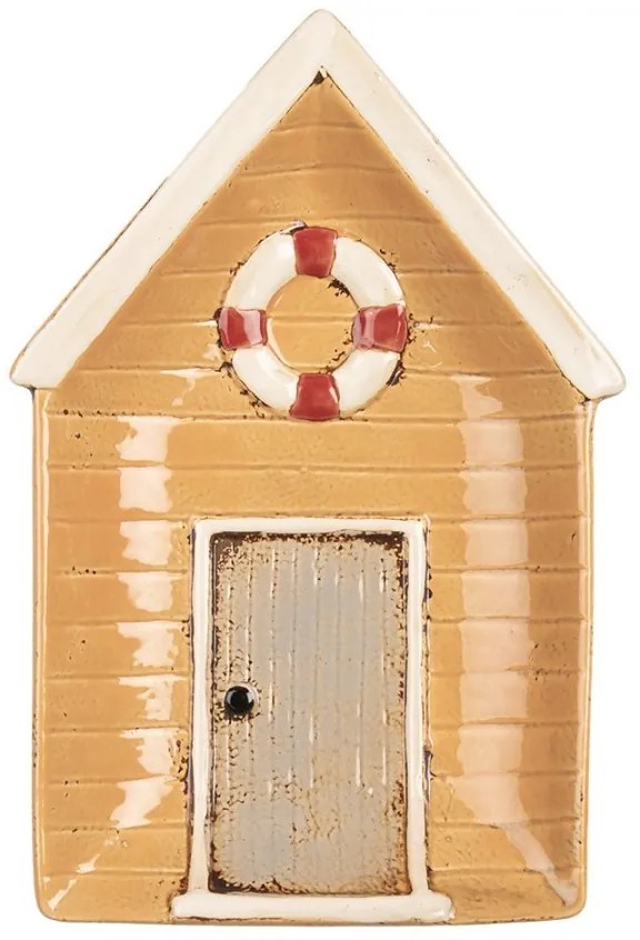 Žltý keramický tanierik plážový domček - 25*17*3 cm