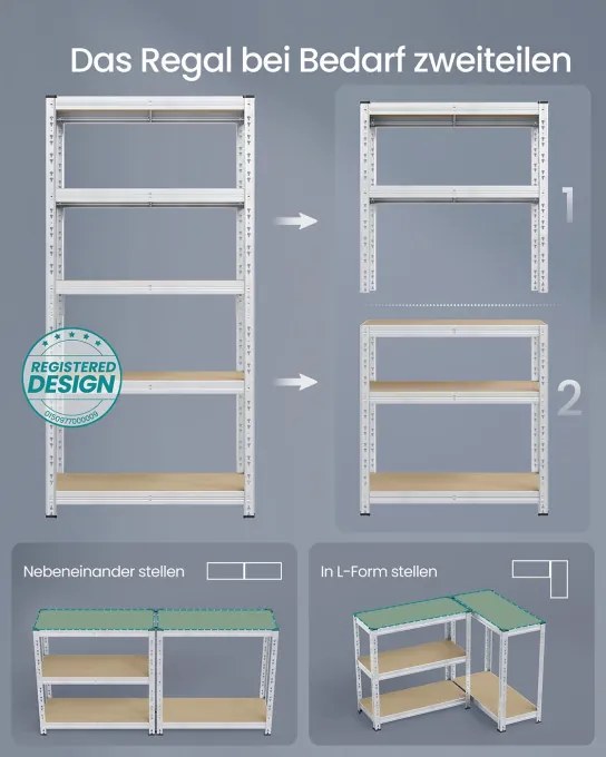 Set dvoch regálov SONGMICS GLR455E01 strieborný