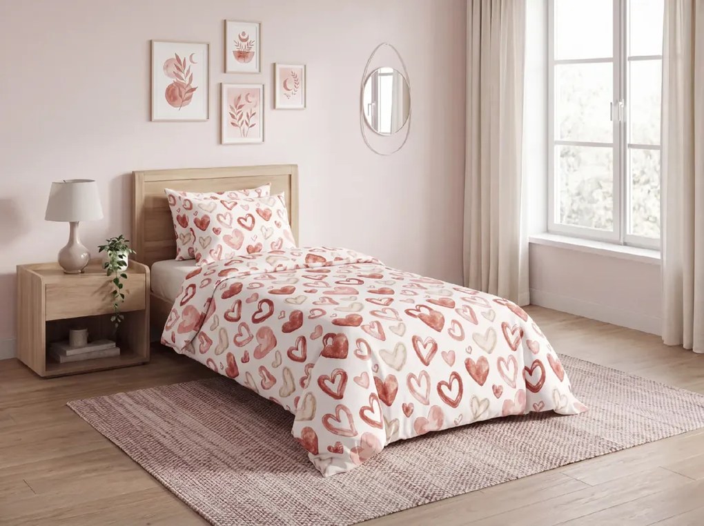 Flanelové obliečky AMORIA HEARTS vzorované Rozmer obliečky: 70 x 90 cm | 140 x 220 cm