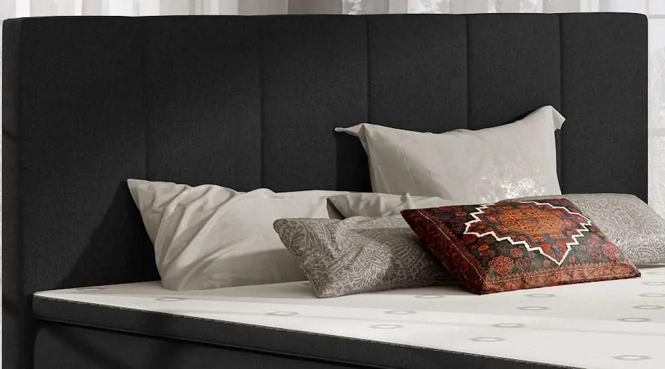 Posteľ Boxspring Boleria 200x180, čierna (látka - bb 02)