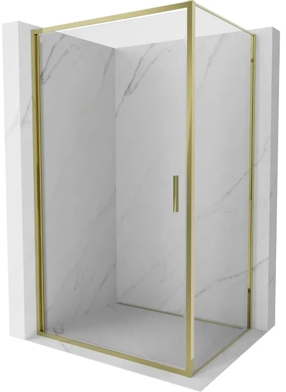 Mexen Exo, výklopný sprchový kút 75 x 90 cm, číre sklo, zlatá, 817-075-090-50-00