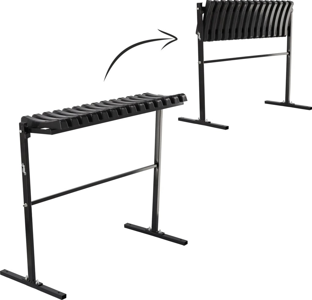 Garden Line SKLADACIA LAVICA, DĹŽKA 86 CM, S OPOROU PRE NOHY – ČIERNA *8305