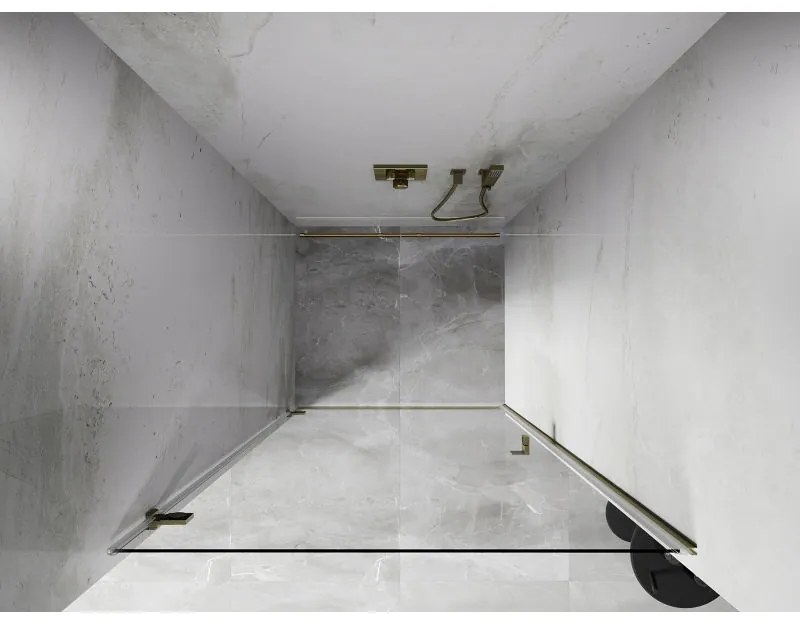 Mexen, Mexen Lunar-B Otočné ľavé sprchové dvere 90 cm, transparentné, brúsené zlaté - 832-090-000-55-00-L