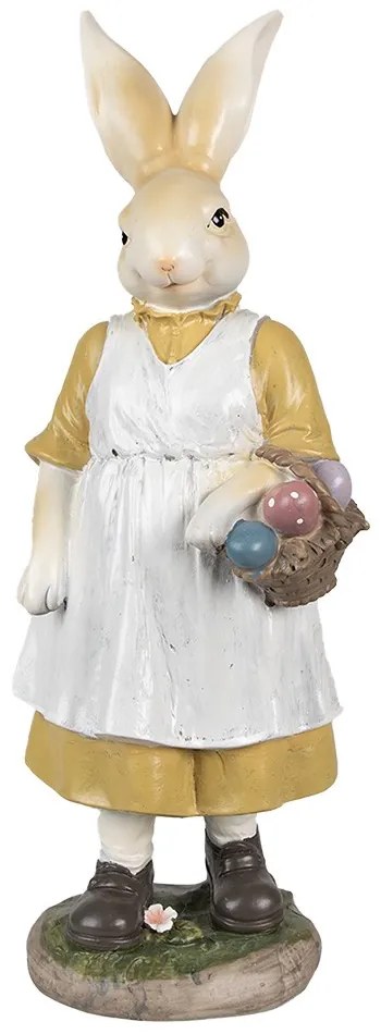 Dekorácia králičia mamka v bielej zástere s vajíčkami - 14*11*38 cm