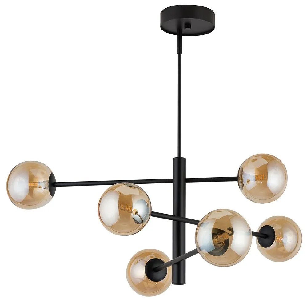 Luster na tyči ORO 6xG9/12W/230V čierna/zlatá