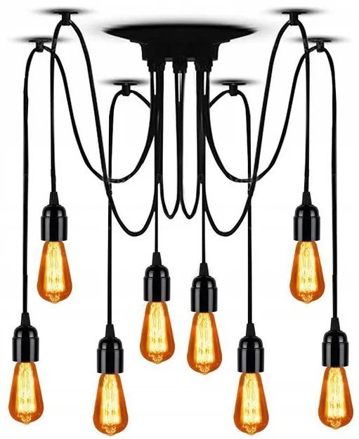 Toolight - Stropná lampa Spider 8xE27, čierna, OSW-00018