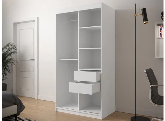 Posuvná skriňa so zrkadlom Ratintu 2 100 cm, zásuvka: áno, Farby: čierna / dub artisan + čierna
