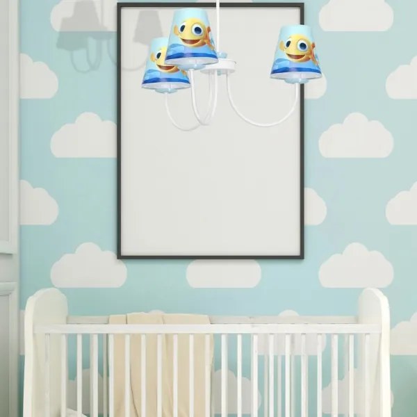 Detský luster na tyči FISH 3xE14/40W/230V