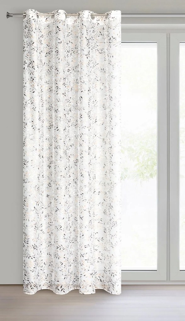 ZÁVES NA KRÚŽKOCH TERRY 140X250 CM LISTY