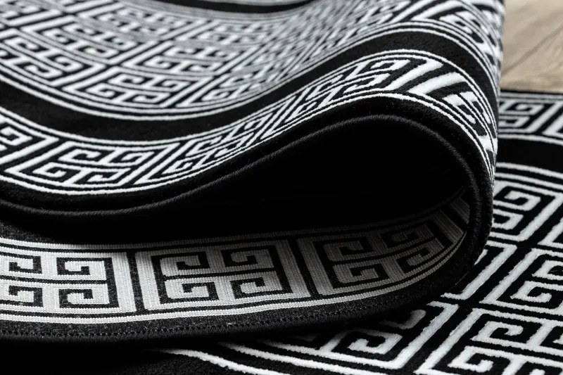 Dywany Łuszczów, Koberec behúň Gloss 6776 85 greek black/ivory, 60x300, čiernobiela, obývacia izba