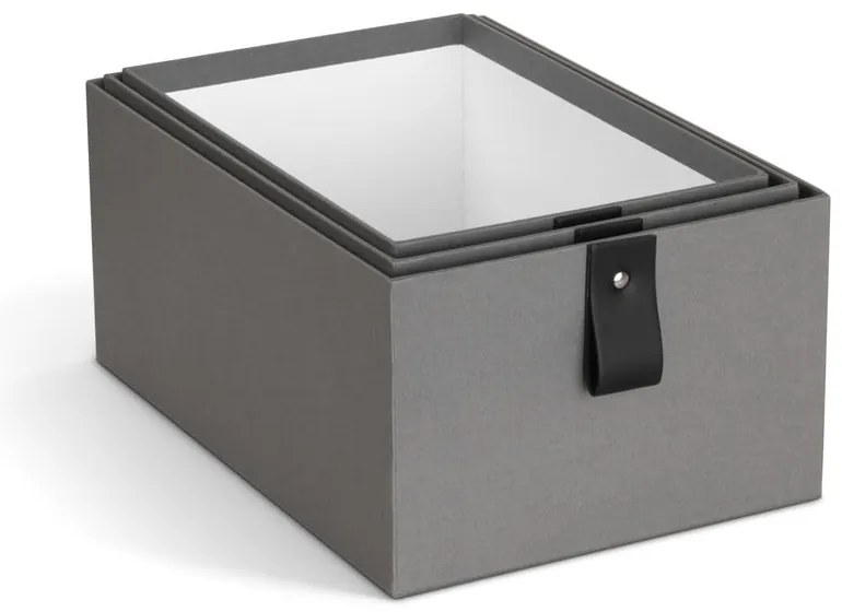 Sivé kartónové úložné boxy v súprave 3 ks 20,5x29,5x14,5 cm Aston Paper Laminate – Bigso