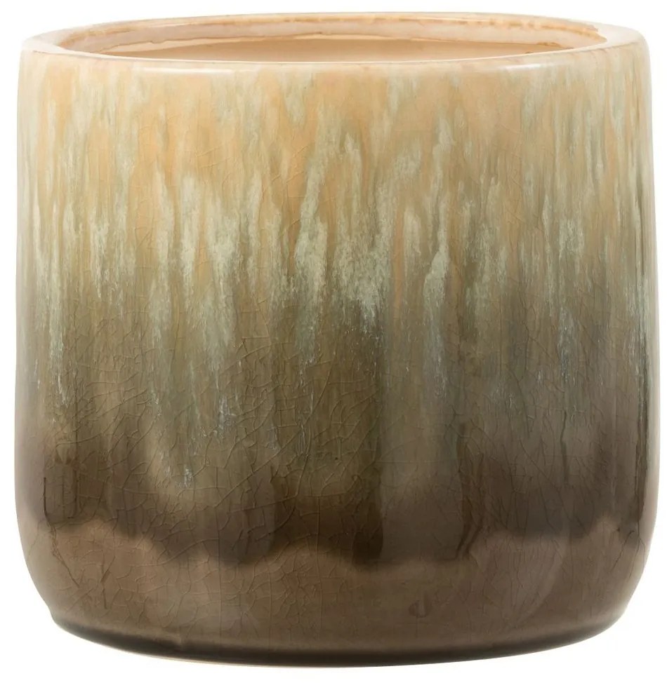 Béžovo - hnedý obal na kvetináč Elise - Ø17*16 cm